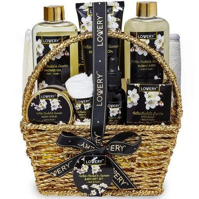 Orchid & Jasmine Home Spa - 9Pc Bath & Body Spa Gift Basket