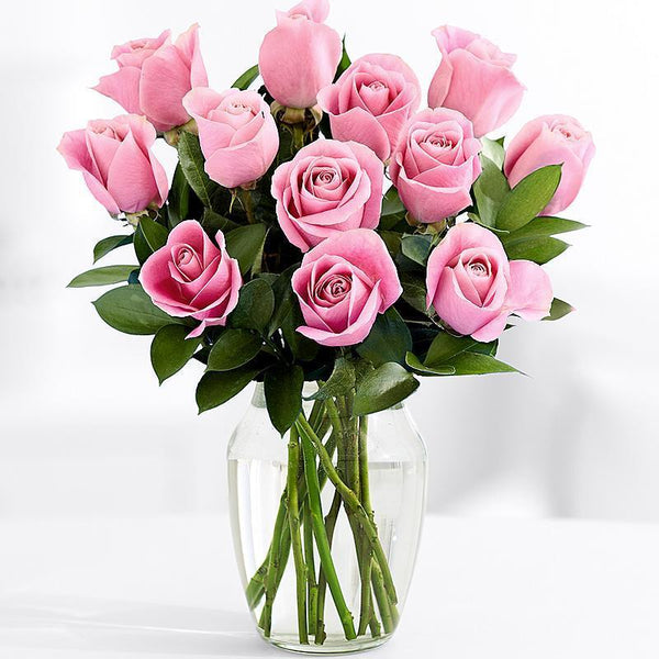 12 Pink Roses